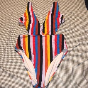 Plunge cup she one piece stripe swim size xl